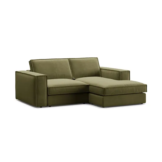 Velvet Modular Right Corner Sofa, "Pola", 2 Seats, 226x158x88, Green