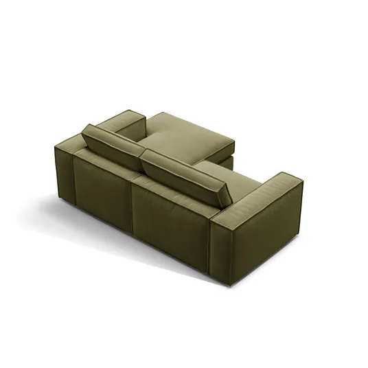 Velvet Modular Right Corner Sofa, "Pola", 2 Seats, 226x158x88, Green
