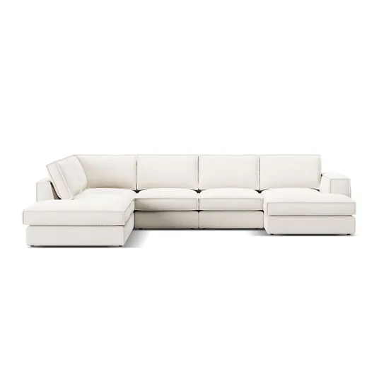 Modular Panoramic Left Corner Sofa, "Pola", 5 Seats, 362x259x88, White