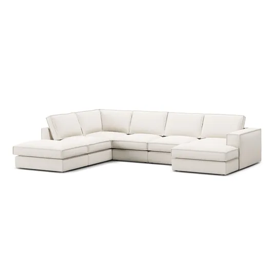 Modular Panoramic Left Corner Sofa, "Pola", 5 Seats, 362x259x88, White