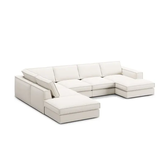 Modular Panoramic Left Corner Sofa, "Pola", 5 Seats, 362x259x88, White