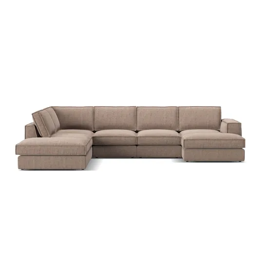 Modular Panoramic Left Corner Sofa, "Pola", 5 Seats, 362x259x88, Light Brown