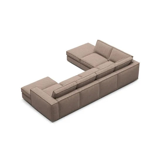 Modular Panoramic Left Corner Sofa, "Pola", 5 Seats, 362x259x88, Light Brown
