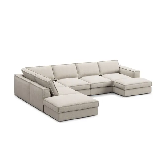 Modular Panoramic Left Corner Sofa, "Pola", 5 Seats, 362x259x88, Sand