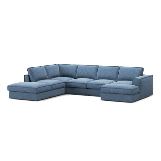 Modular Panoramic Left Corner Sofa, "Pola", 5 Seats, 362x259x88, Dark Blue