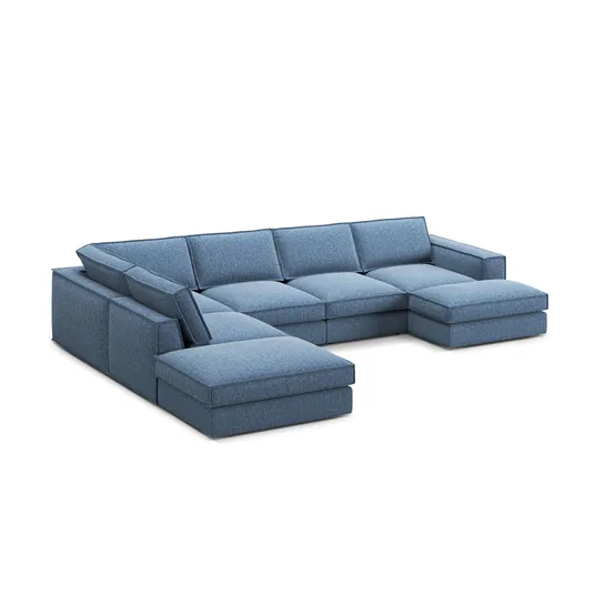 Modular Panoramic Left Corner Sofa, "Pola", 5 Seats, 362x259x88, Dark Blue