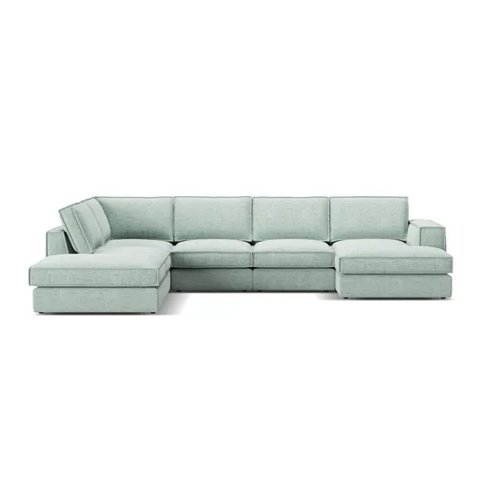 Modular Panoramic Left Corner Sofa, "Pola", 5 Seats, 362x259x88, Mint