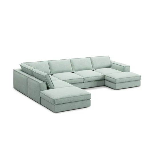 Modular Panoramic Left Corner Sofa, "Pola", 5 Seats, 362x259x88, Mint