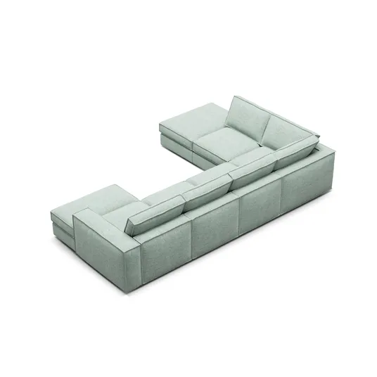 Modular Panoramic Left Corner Sofa, "Pola", 5 Seats, 362x259x88, Mint