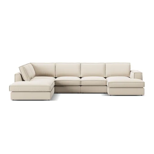 Modular Panoramic Left Corner Sofa, "Pola", 5 Seats, 362x259x88, Beige