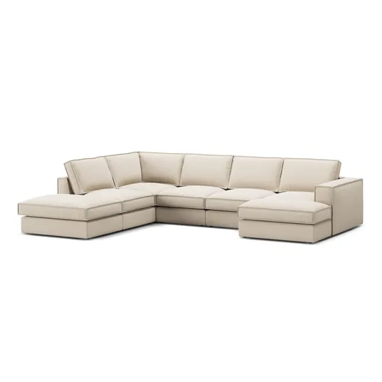 Modular Panoramic Left Corner Sofa, "Pola", 5 Seats, 362x259x88, Beige