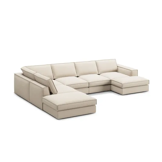 Modular Panoramic Left Corner Sofa, "Pola", 5 Seats, 362x259x88, Beige
