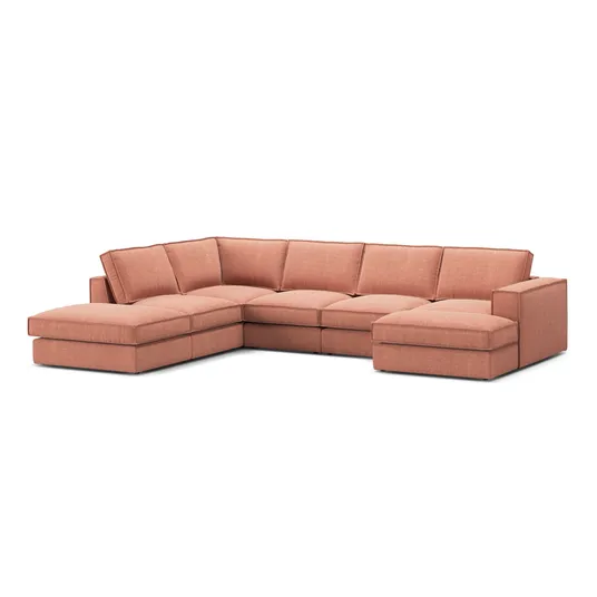 Modular Panoramic Left Corner Sofa, "Pola", 5 Seats, 362x259x88, Red