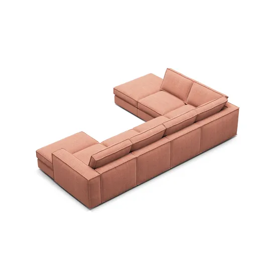 Modular Panoramic Left Corner Sofa, "Pola", 5 Seats, 362x259x88, Red