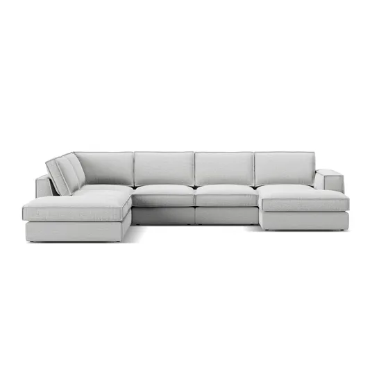 Modular Panoramic Left Corner Sofa, "Pola", 5 Seats, 362x259x88, Light Grey