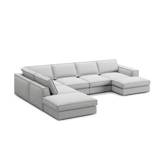 Modular Panoramic Left Corner Sofa, "Pola", 5 Seats, 362x259x88, Light Grey