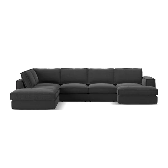 Modular Panoramic Left Corner Sofa, "Pola", 5 Seats, 362x259x88, Black