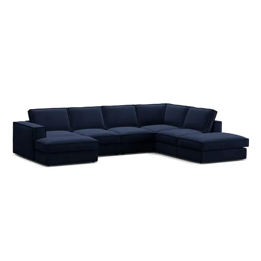Velvet Modular Panoramic Right Corner Sofa, "Pola", 5 Seats, 362x259x88, Royal Blue