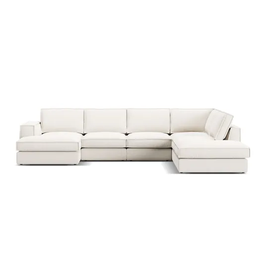 Modular Panoramic Right Corner Sofa, "Pola", 5 Seats, 362x259x88, White