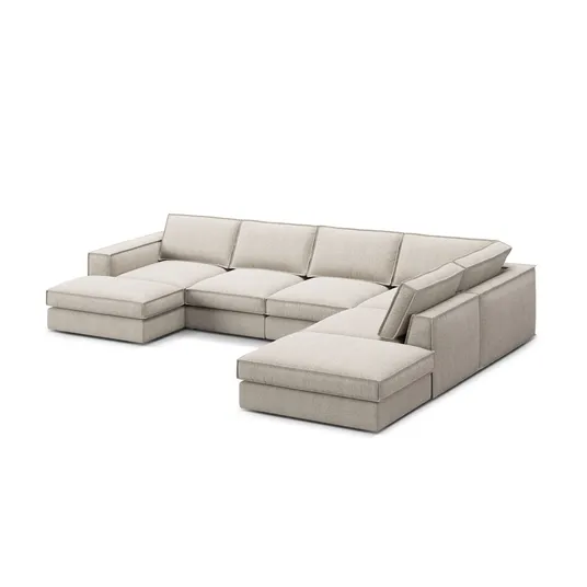 Modular Panoramic Right Corner Sofa, "Pola", 5 Seats, 362x259x88, Sand