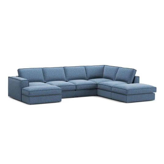 Modular Panoramic Right Corner Sofa, "Pola", 5 Seats, 362x259x88, Dark Blue