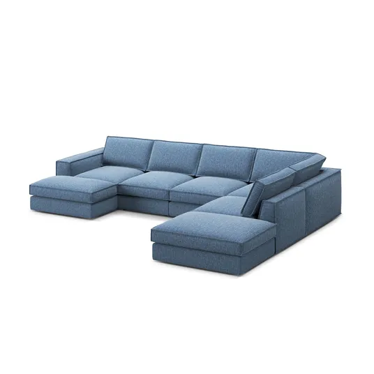 Modular Panoramic Right Corner Sofa, "Pola", 5 Seats, 362x259x88, Dark Blue