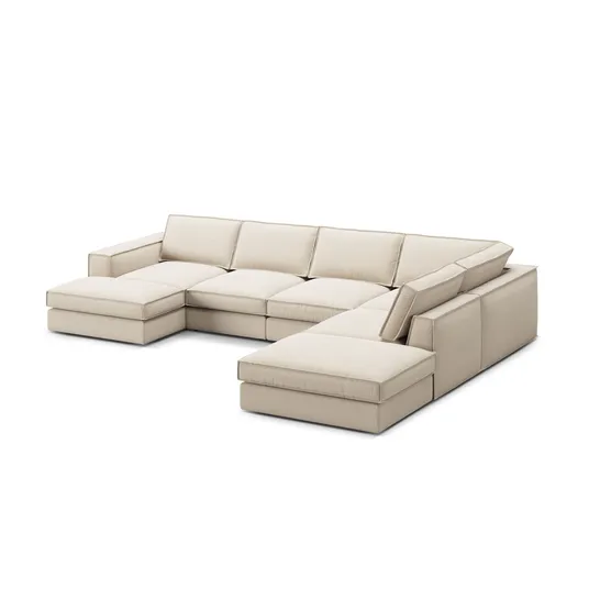 Modular Panoramic Right Corner Sofa, "Pola", 5 Seats, 362x259x88, Beige