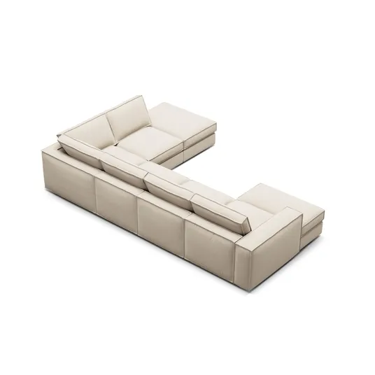 Modular Panoramic Right Corner Sofa, "Pola", 5 Seats, 362x259x88, Beige