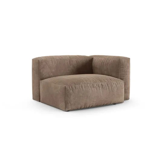 Velvet Modul Right, "Martina", 1 Seat, 120x120x75, Dark Beige