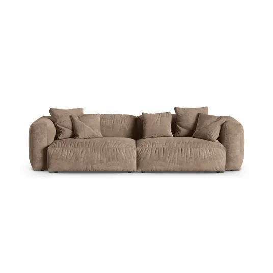 Velvet Modular Sofa, "Martina", 4 Seats, 320x120x75, Dark Beige