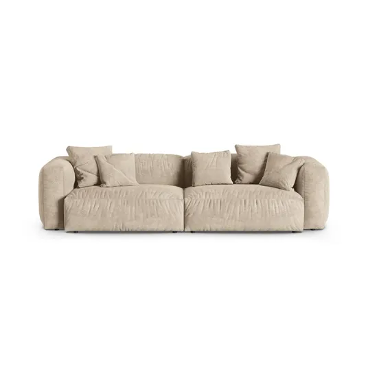 Velvet Modular Sofa, "Martina", 4 Seats, 320x120x75, Light Beige