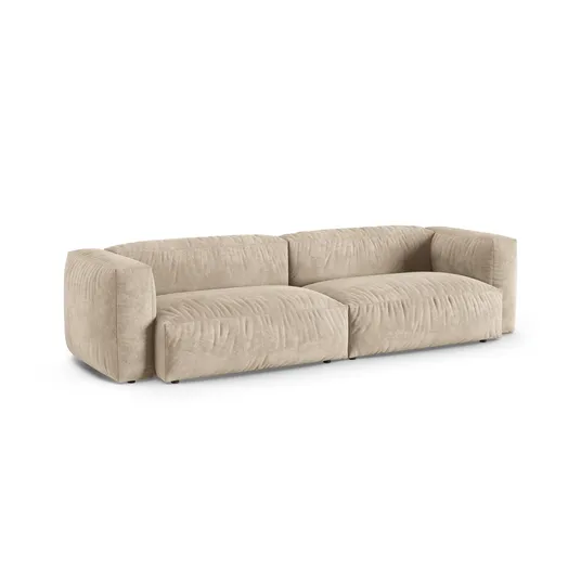 Velvet Modular Sofa, "Martina", 4 Seats, 320x120x75, Light Beige