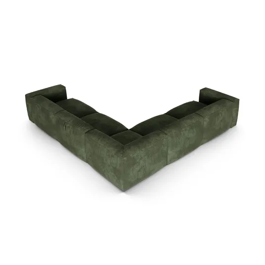 Velvet Symmetrical Modular Corner Sofa, "Martina", 5 Seats, 330x330x75, Green