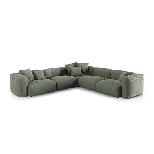 Modular Symmetrical Corner Sofa, "Martina", 5 Seats, 330x330x75, Moss Green