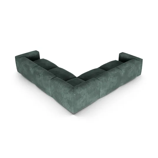 Velvet Symmetrical Modular Corner Sofa, "Martina", 5 Seats, 330x330x75, Petrol