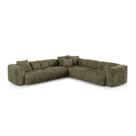 Modular Symmetrical Corner Sofa, "Martina", 5 Seats, 330x330x75, Moss Green
