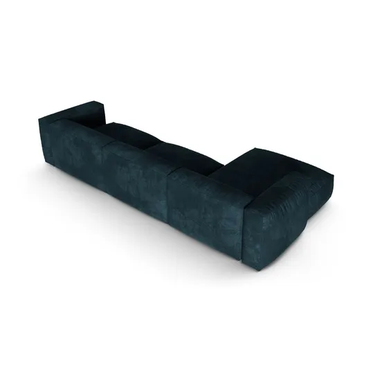 Velvet Modular Left Corner Sofa, "Martina", 3 Seats, 370x176x75, Deep Petrol