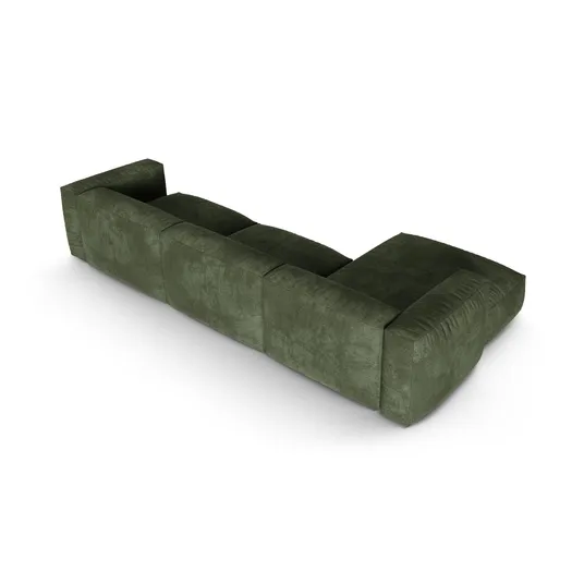 Velvet Modular Left Corner Sofa, "Martina", 3 Seats, 370x176x75, Green