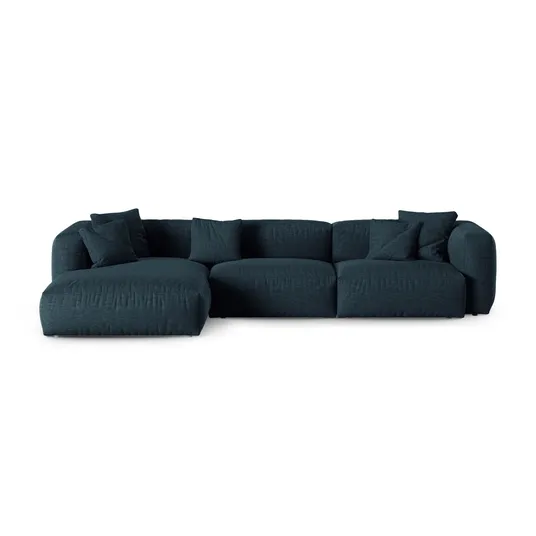 Modular Left Corner Sofa, "Martina", 3 Seats, 370x176x75, Blue Jeans