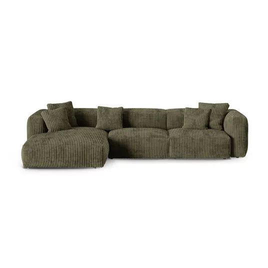Modular Left Corner Sofa, "Martina", 3 Seats, 370x176x75, Moss Green