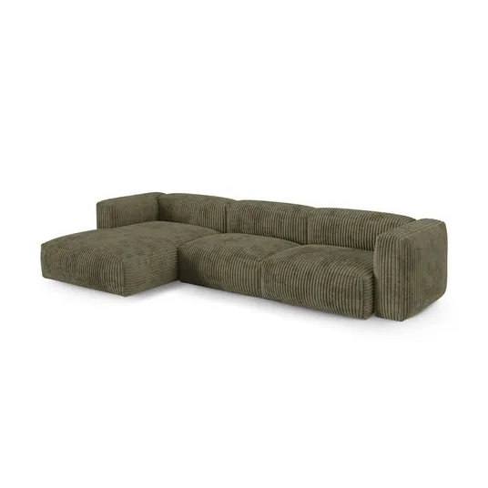Modular Left Corner Sofa, "Martina", 3 Seats, 370x176x75, Moss Green
