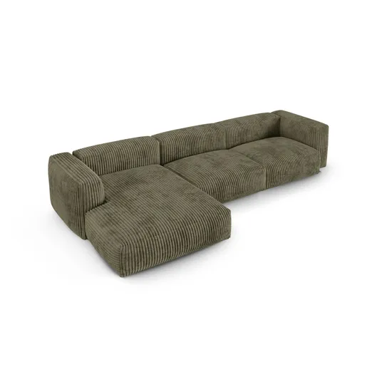 Modular Left Corner Sofa, "Martina", 3 Seats, 370x176x75, Moss Green