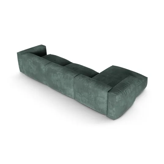 Velvet Modular Left Corner Sofa, "Martina", 3 Seats, 370x176x75, Petrol