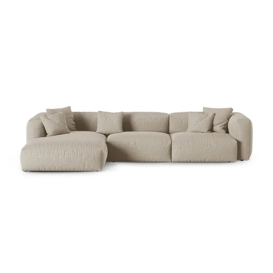 Modular Left Corner Sofa, "Martina", 3 Seats, 370x176x75, Light Beige