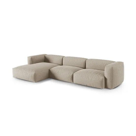 Modular Left Corner Sofa, "Martina", 3 Seats, 370x176x75, Light Beige