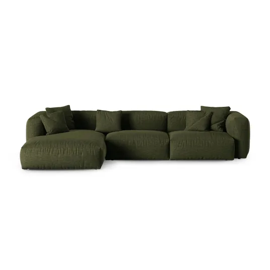 Modular Left Corner Sofa, "Martina", 3 Seats, 370x176x75, Green