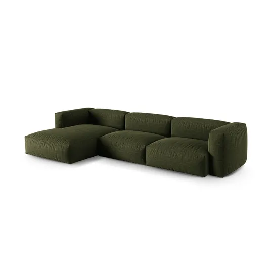 Modular Left Corner Sofa, "Martina", 3 Seats, 370x176x75, Green