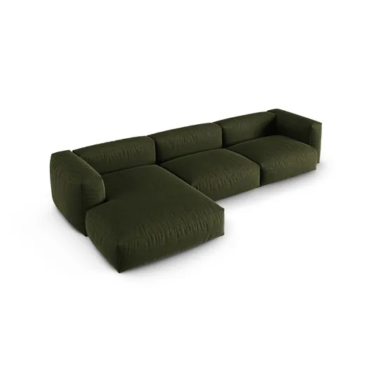 Modular Left Corner Sofa, "Martina", 3 Seats, 370x176x75, Green