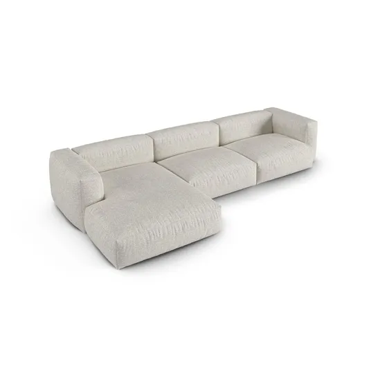 Boucle Modular Left Corner Sofa, "Martina", 3 Seats, 370x176x75, Grey Beige Melange