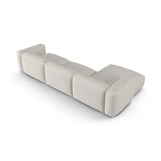 Boucle Modular Left Corner Sofa, "Martina", 3 Seats, 370x176x75, Grey Beige Melange